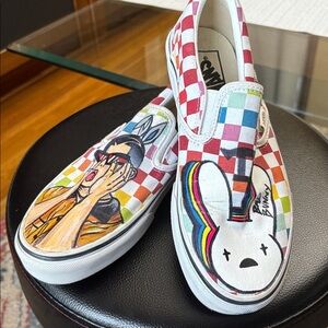 VANS “BAD BUNNY “🐰 Colorful Slip-On Sneakers with Cartoon Design size 7.5 women